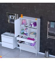 Modilayn AFRA 95x173x32,5cm 1 Çekmece, 3 Göz Sepet, 1 Kapak, 4 Raf Dar Alan Banyo Dolabı