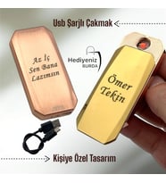 Kişiye Özel Lüks Usb Şarjlı Çakmak Çift Yön Baskı Seçeneği