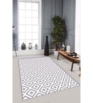 Gri Karo Kaymaz Tabanlı Makinede Yıkanabilir Halı KR001 - 100 x 160 cm