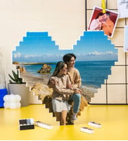 Kişiye Özel Fotoğraflı Kalp Tasarımlı Lego Blok Puzzle