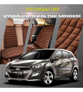 Hyundai İ30 Kahverengi Renk Tay Tüyü Cepli & Terletmez Sırtlı Oto Koltuk Minder Seti - Koltuk Koruma Kılıfı (ÖN & ARKA TAM SET)