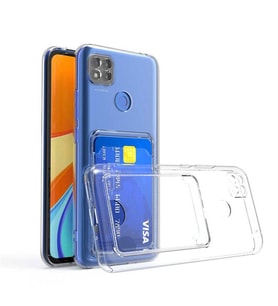 Coverzone Xiaomi Redmi 9C ile Uyumlu Kartl?kl? ?effaf Kamera Koruma Y�kseltisi Z-Serta Silikon Anti-?ok �zellikli K�?eleri Airbag ?effaf Telefon K?l?f?