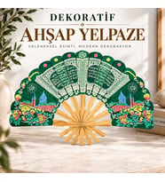 Dekoratif Ahşap Yelpaze Duvar Süsü – Geleneksel Osmanlı Motifli El İşi Dekorasyon