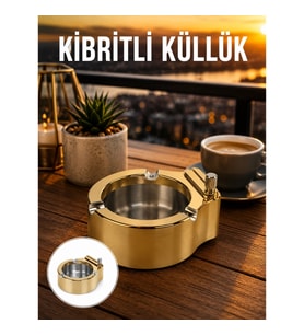 Mey İthalat® Çakmaklı Küllük Paslanmaz Metal Dayanıklı Tasarım Yeni Nesil
