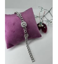 Rodyum Zirkon Taşlı Pirinç Zirkon Bileklikler 19 Cm - Kbl0341