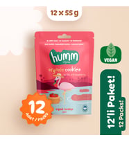 Organik Vegan Çilekli Kurabiye Atıştırmalık Paketi - 12 Adet
