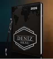 BK Gift Kişiye Özel İsimli Termo Sert Kapak 2026 Siyah Ajanda & Kalem -4, Öğretmenler Günü Hediyesi, Yeni İş Hediyesi