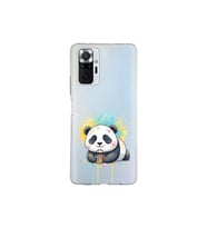 Xiaomi Redmi Note 10 Pro ile Uyumlu Splash Panda Tasarımlı Şeffaf Silikon Kılıf