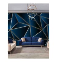 Dreamwall 3D Soyut Geometrik Üçgen Desenli Tekstil Duvar Kağıdı (Mavi)