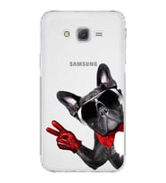 PrintiFy Samsung Galaxy J7 ile Uyumlu Köpek 2 Kamera Korumalı Şeffaf Kılıf