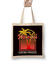 Hawaii Palm Tree Surfing Paradise Beach Island Summer Ocean Bez Çanta Uzun Saplı