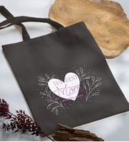 BK Gift Kişiye Özel İsimli Anneler Günü Tasarımlı Antrasit Kumaş Bez Çanta, Baskılı Omuz Çantası, Alışveriş Çantası, Anneler Günü Hediyesi, Anneye Hediye-3