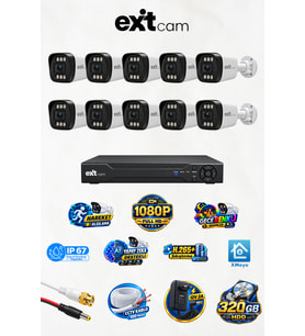 EXİTCAM 10 Kameralı 2 MP 1080P Full HD AHD Güvenlik Kamera Seti - Gece Renkli 320GB HDD 16 Kanal DVR