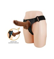 20 cm Belden Bağlamalı İçi Dolu Strapon Melez Penis