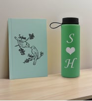 BK Gift Sevgiliye Özel İsimli Su Yeşili Defter ve Yeşil Cam Matara Hediye Seti-11, Sevgiliye Hediye, Sevgililer Günü, Yeni İş Hediyesi