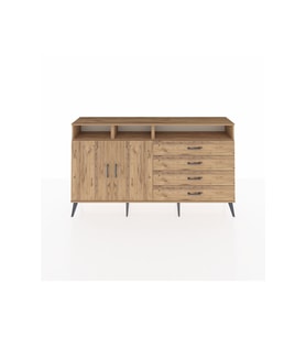 Arges Konsol 5 Raflı 4 Çekmeceli 2 Kapaklı 176x30x99 Çam-Çam
