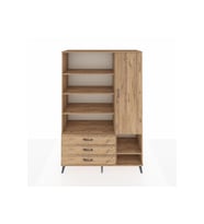 Hyperion Gardrop 9 Raflı 3 Çekmeceli Tek Kapaklı  132x44x195 Çam-Çam