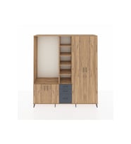 Hyperion Dolap 13 Raflı 3 Çekmeceli 4 Kapaklı 220x44x243 Çam-Çam/Antrasit