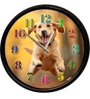 Koşan Labrador Köpek Tasarımlı Dekoratif Duvar Saati 28 Cm Sessiz Mekanizma