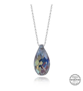 Swarovski Crystal Taşlı Drop Kesim Gümüş Kadın Kolye