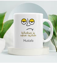 Bi Kahve İç Uykun Açılsın Kupa Bardak Beyaz