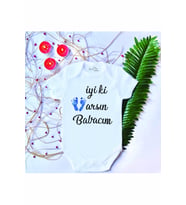 Unisex Bebek Baskılı Iyi Ki Varsın Babacım %100 Pamuklu Çıtçıtlı Body Zıbın