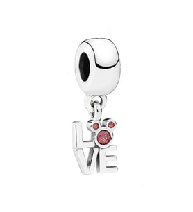 Nur Silver Pembe Taşlı Love Gümüş Charm NUR-BL01375