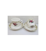 vintage rose Kahve Seti porselen, 2 kişilik ,fine bone china, England 2012