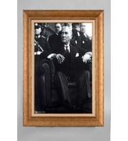Altın Varaklı Çerçeveli Paspartulu Atatürk Tablo a294 (Gold)