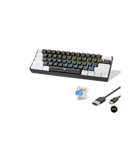 Gaming Mekanik Rgb Klavye Blue Switch - Siyah Beyaz MF1701BW