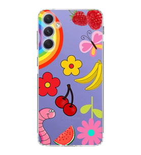 PrintiFy Samsung Galaxy A54 ile Uyumlu Water Color 5  Kamera Korumalı Şeffaf  Kılıf