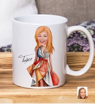 Bk Gift Kişiye Özel Karikatürlü Kadın Tasarımlı Beyaz Kupa Bardak-121, Arkadaşa Hediye , Karikatürlü Kupa Bardak