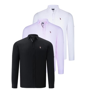 ÜÇLÜ SET G674 DEWBERRY ERKEK GÖMLEK-SİYAH-BEYAZ-PEMBE (Karışık)