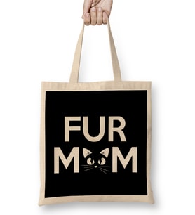 Fur Mom Adorable Crazy Cat Lady Kitty Mama Bez Çanta Uzun Saplı