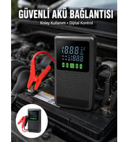 12.000 mAh Şarjlı Araç Akü Takviye ve Işıklı Hava Kompresörü Yeni Nesil