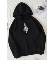 Unisex Skullcracked Baskılı Sweatshirt (Siyah)
