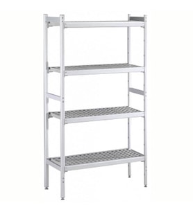 Electrolux Professional Düz Etejer Seti, Aluminyum Ayaklı, 4 Raflı, Her Raf Demonte Polietilen Tabletlerden Oluşur, Tabletler Bulaşık Makinesinde Yıkanabilir - 475x1569 Mm, H=1700 Mm BLS1569