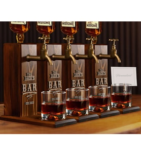 BK Gift Bar & Pub & Meyhanelere Özel Kabartma İsimli 4 Adet Musluklu Doğal Ahşap İçki Standı-3