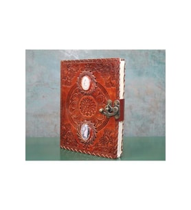 Kişiye Özel Taşlı Deri Defter - 18x13cm