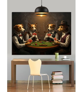 Poker Oynayan Köpekler Komik Dekoratif Kanvas - Mdf Ahşap Tablo