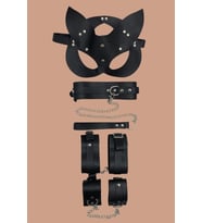 Amora Secret Siyah 4'lü Maske ,tasma,kelepce Harness Set