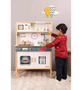 Ledli Ahşap Oyuncak Mutfak ~ Montessori Mutfak, Çocuk Mutfağı, Hediye Halı DBK101