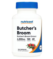 Nutricost Butcher's Broom Extract 4,500mg Equivalent from 300mg of 15:1 Extract Per Serving, 120 Capsules. (Renksiz)