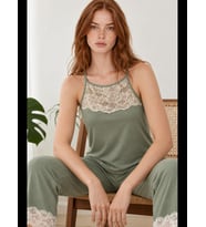 Night Kadın Dantel Detaylı Relaxed Pijama Takımı 4745