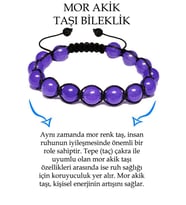 Sertifikalı Mor Akik Taşı Bileklik - Makrome (Çok Renkli)