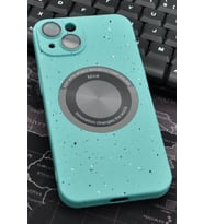 iPhone 14 Uyumlu Mint Yeşil Benekli Desenli İnce Sert Kapak Kılıf Kamera Lens Korumalı