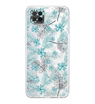PrintiFy Oppo A73 Uyumlu Kamera Korumalı Floral Su Yeşili Tasarımlı Şeffaf Silikon Kılıf