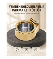 Mey İthalat® Yeniden Doldurulabilir Çakmaklı Küllük Dayanıklı Yapı