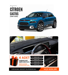 CITROEN CACTUS (2018-2020) Uyumlu Torpido Örtüsü Torpido Kılıfı - Siyah