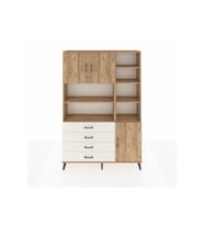 Arges Dolap 9 Raflı 4 Çekmeceli 3 Kapaklı 132x30x195 Çam-Çam/Aytaşı
